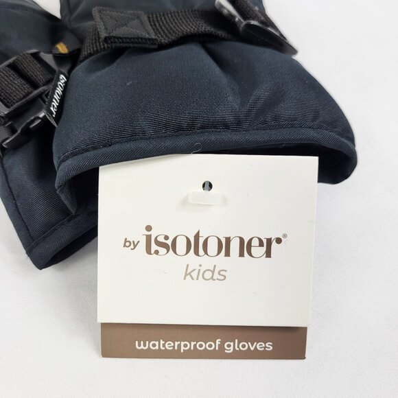 isotoner Kids Waterproof Winter Gloves Fleece Lining Black Small Medium New - Picture 5 of 6